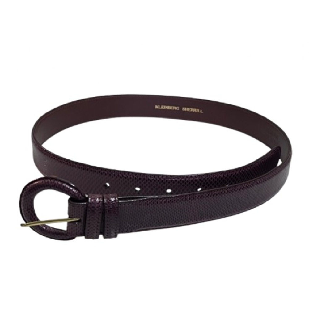 Vintage Kleinberg Sherrill 1" Wide Burgundy Lizard Belt Size M